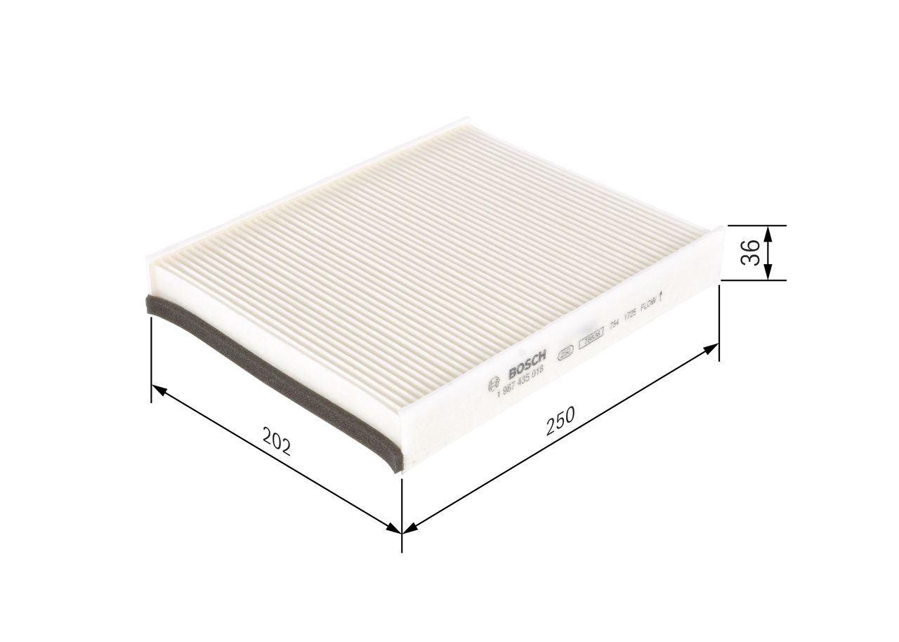 Filtro de Habitáculo BOSCH 1 987 435 018 — Ford, Volvo | 260x202x36mm