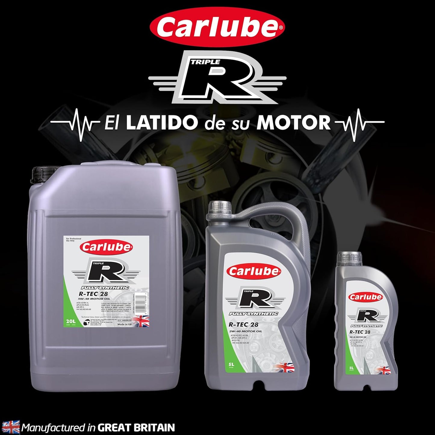 Carlube Triple R 5W-40 Aceite De Motor De Automóvil Totalmente Sintético, 5 L