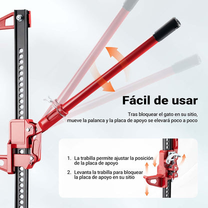 Wiltec Gato Hidráulico De 48 Pulgadas Hasta 3000 Kg, Máx. 105 Cm De Elevación, Offroad Farm Jack, Cabrestante Para Todoterrenos, SUV Y ATV