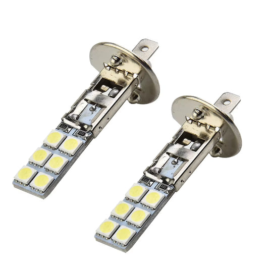 2X Car H1 LED Fog Lights 6000K Headlights Fog Driving Lights Daytime Running Light DRL H1-12SMD-5050 Super Bright Lighting