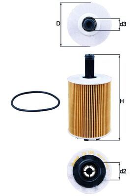 Filtro de Aceite MAHLE OX 188D — Audi, VW, Seat, Skoda, Ford, Jeep, Chrysler, Mitsubishi