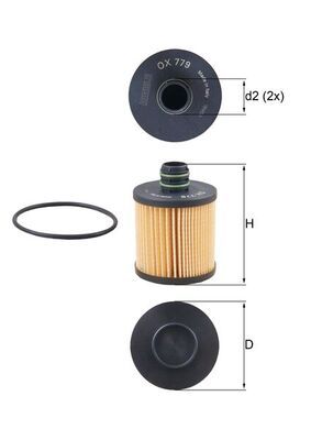 Filtro de Aceite MAHLE OX 779D — Alfa Romeo, Fiat, Jeep, Lancia, Opel, Suzuki
