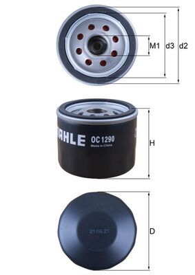 Filtro de Aceite MAHLE OC 1290 — Honda, SsangYong | M20x1,5