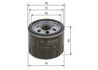 Filtro de Aceite BOSCH F 026 407 022 — Renault, Dacia, Nissan, Honda, Opel, Smart, Suzuki