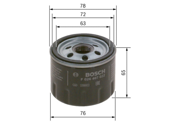 Filtro de Aceite BOSCH F 026 407 022 — Renault, Dacia, Nissan, Honda, Opel, Smart, Suzuki