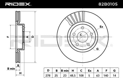 Disco de freno (Frenos) RIDEX | 82B0105