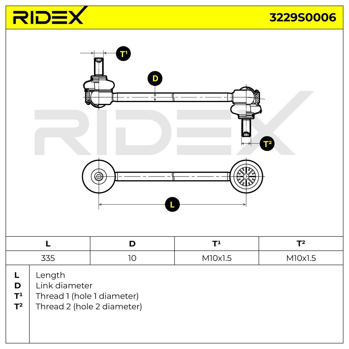 Travesaños/barras, estabilizador (Suspensión de las ruedas) RIDEX | 3229S0006