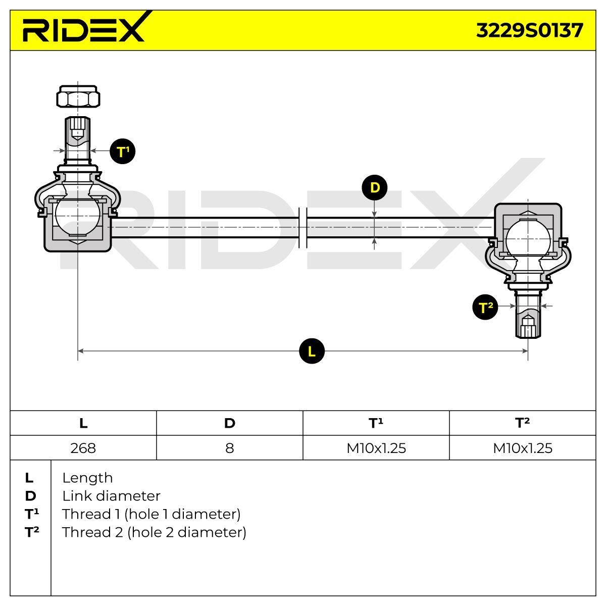 Travesaños/barras, estabilizador (Suspensión de las ruedas) RIDEX | 3229S0137