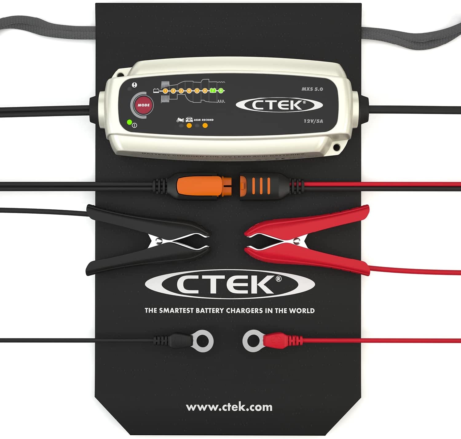 MXS 5.0, Cargador Batería 12V 5A Con Compensación De Temperatura Incorporada, Cargador De Batería De Coche Y Moto, Cargador Inteligente Baterias, Mantenedor De Batería Con Opción De AGM Dedicada