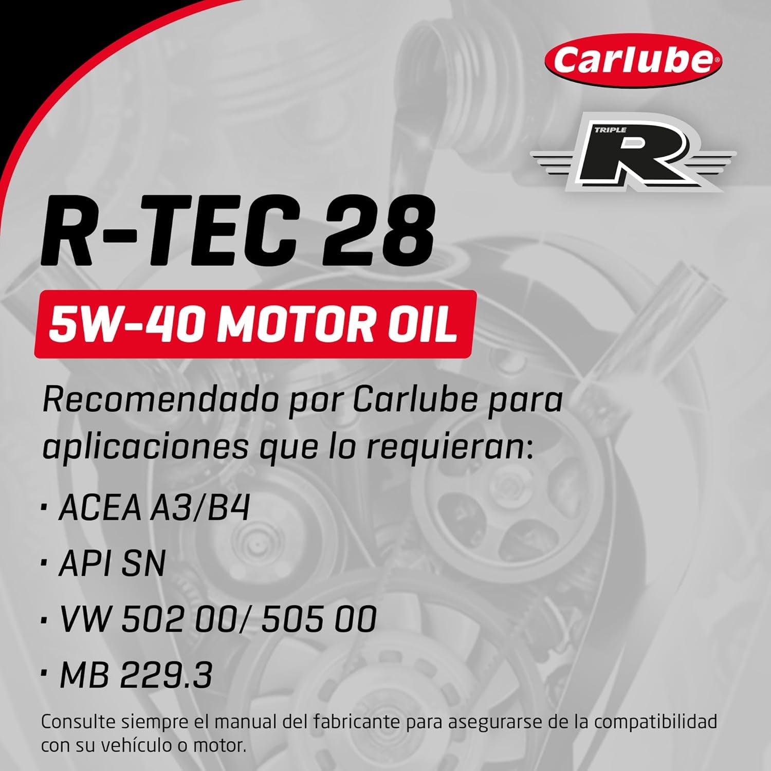 Carlube Triple R 5W-40 Aceite De Motor De Automóvil Totalmente Sintético, 5 L