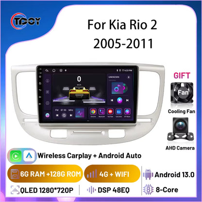 2Din Android Car Radio for Kia Rio 2 2005-2011 Autoradio Multimedia Automotive Carplay Android Auto Wireless Amplifier Car Video