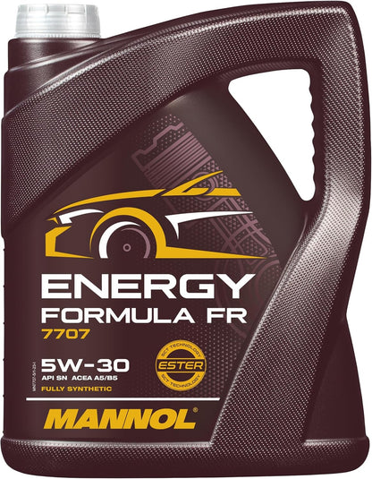 MANNOL | Aceite De Motor Sintético Con Éster | Energy Fórmula FR 5W-30 | MN7707-5 | 5L | Ahorro De Combustible Y Alta Protección | Compatible Con FORD, VOLVO, GM, FIAT, JAGUAR Y LAND ROVER