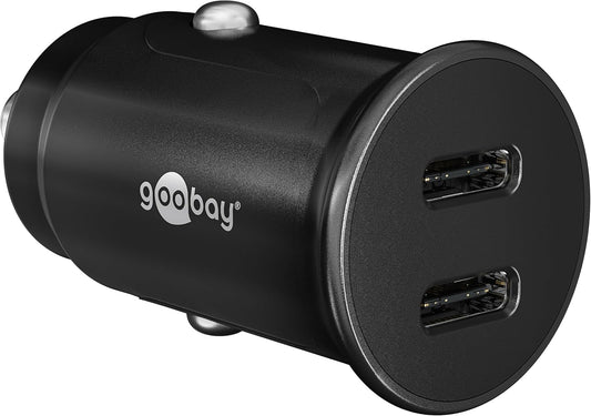 59705 Cargador De 2 Puertos Para Coche/Automóvil Con USB-C PD (Power Delivery), Mini Cargador De Mechero De Doble USB, Coche Y Camión (12V / 24V), 30W