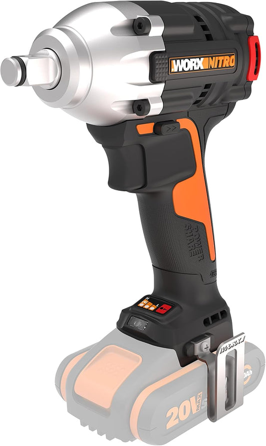 WORX Atornillador De Impacto Brushless 20V Powershare | WX272.9 | Sin Batería, Ni Cargador | Potente Motor Sin Escobillas | 3 Velocidades Variables | Luz LED