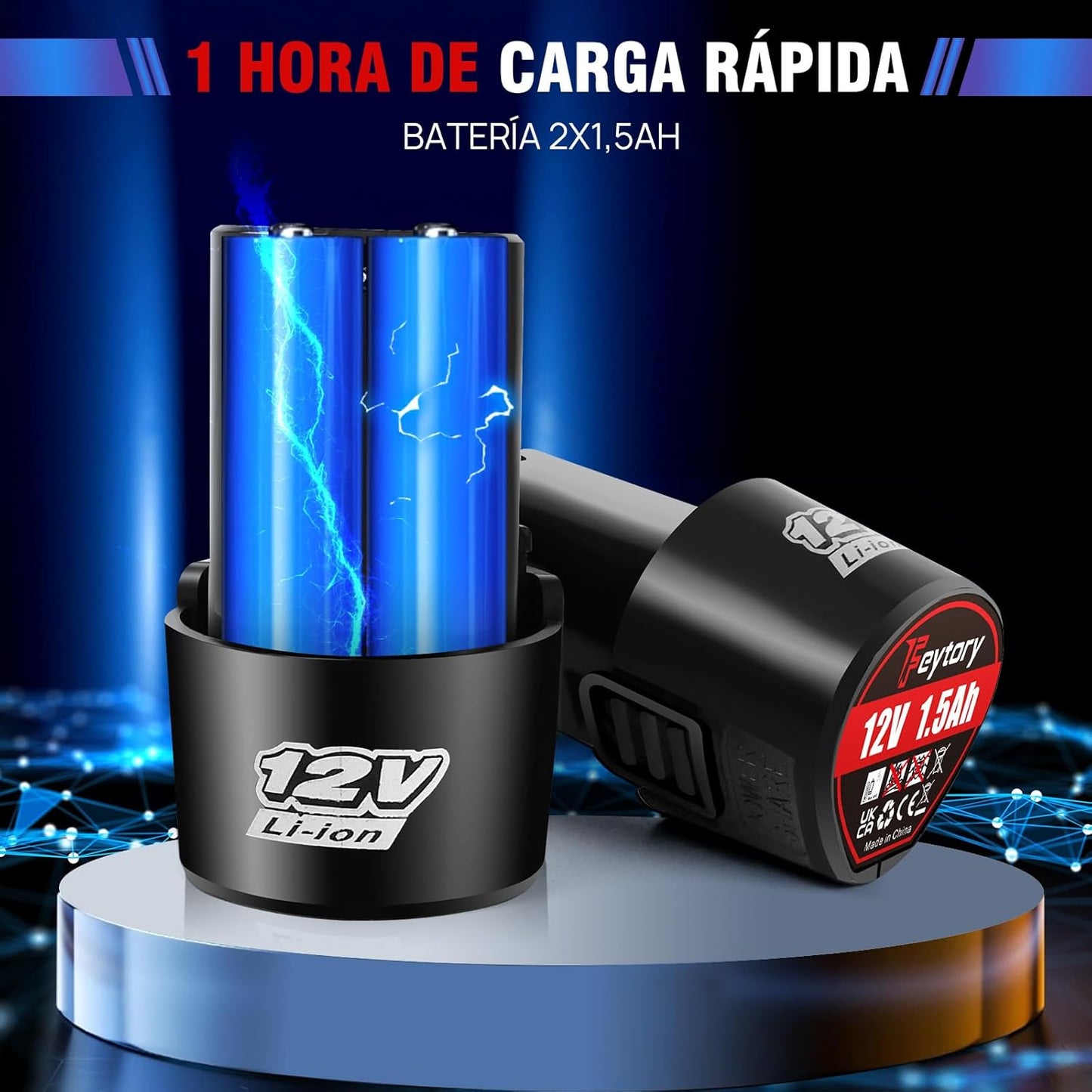 Llave De Trinquete Inalámbrica, Llave De Trinquete Eléctrica 3/8" 300RPM Con 7 Vasos,2 X 1.5Ah Baterías, 40N.M Juego De Llaves De Carraca a Batería Con Interruptor De Avance/Retroceso,Luz LED