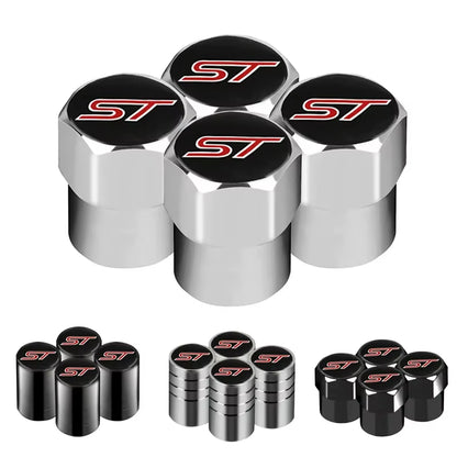 4Pcs Car-Styling ST Emblem Wheel Tire Valve Tyre Caps Case for FORD ST Focus X 2 3 Kuga MK2 MK4 FIESTA MONDEO Auto Accessories