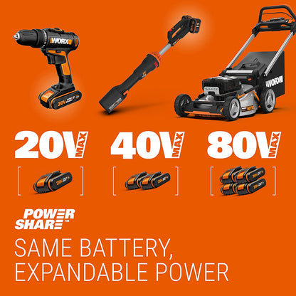 Worx 18V(20V MAX) Aspirador De Coche Inalámbrico Sin Cable Potente 2.0Ah Batería WX030, 150W 10Kpa Con Caja De Almacenamiento Integrada, Filtro Lavable Red De Eliminación De Polvo
