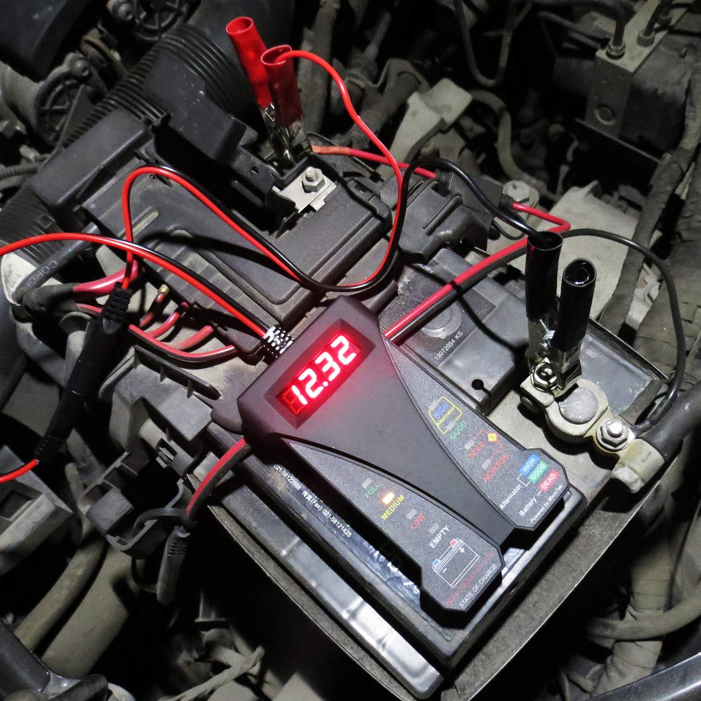 MP0514A-UK 12V Comprobador Digital De Batería Con Voltímetro Y Sistema De Carga Alternador Con Pantalla LCD E Indicador LED