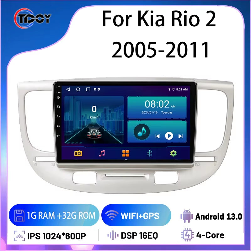 2Din Android Car Radio for Kia Rio 2 2005-2011 Autoradio Multimedia Automotive Carplay Android Auto Wireless Amplifier Car Video