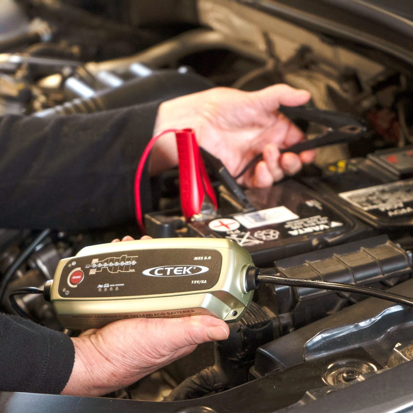 MXS 5.0, Cargador Batería 12V 5A Con Compensación De Temperatura Incorporada, Cargador De Batería De Coche Y Moto, Cargador Inteligente Baterias, Mantenedor De Batería Con Opción De AGM Dedicada
